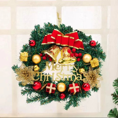 Christmas Artificial Wreath with Xmas Bells Bow Knots 30CM