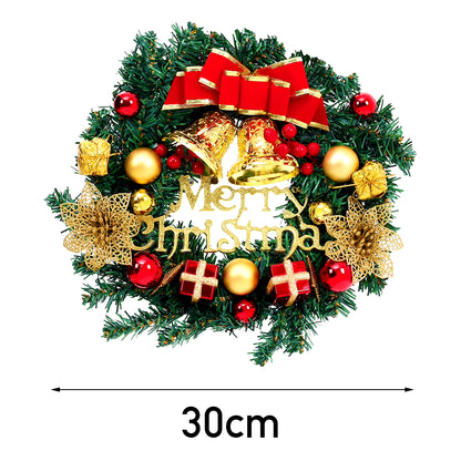 Christmas Artificial Wreath with Xmas Bells Bow Knots 30CM