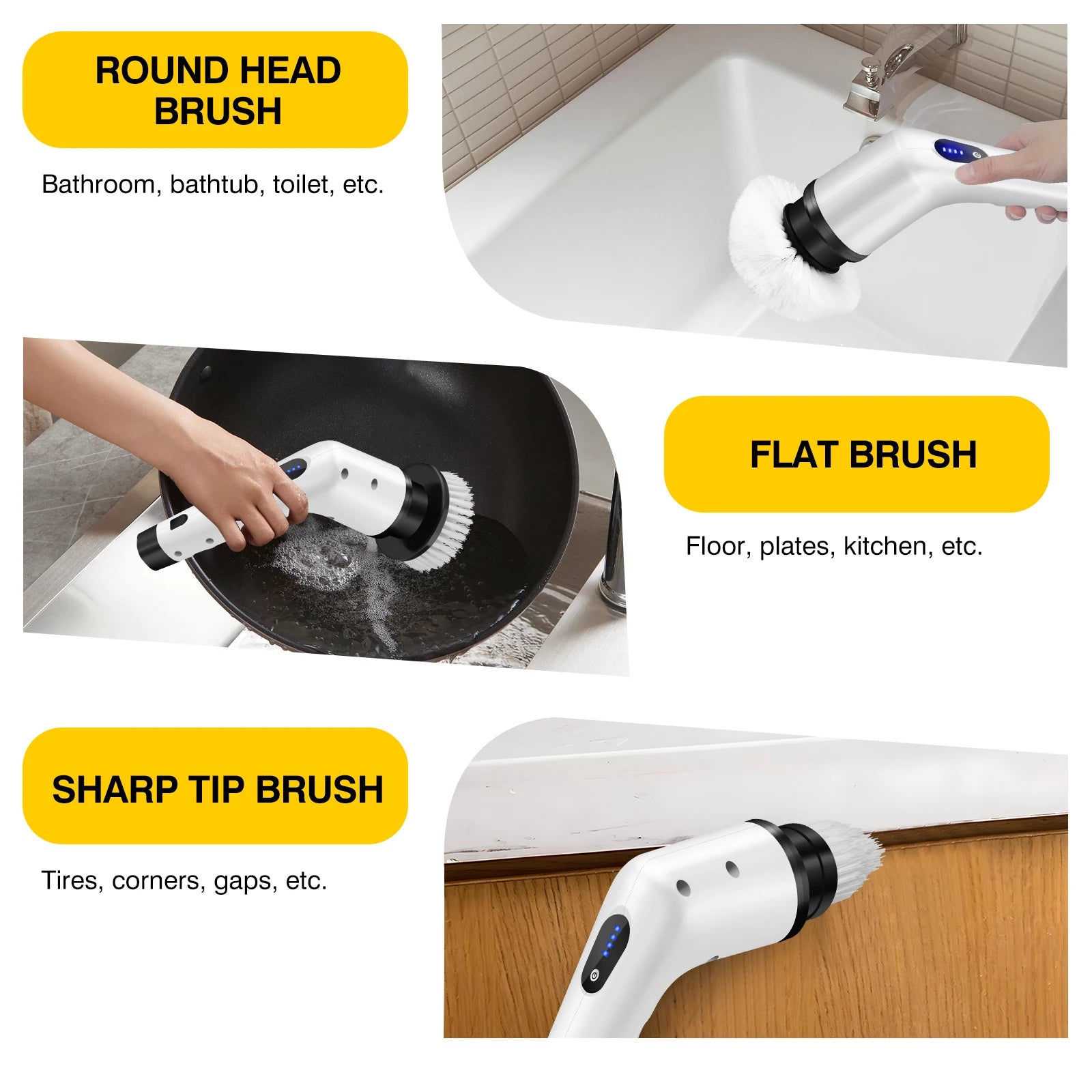 Cordless Electric Brush Multi-Functional Automatic Hand-Held Electric Cleaning Brush