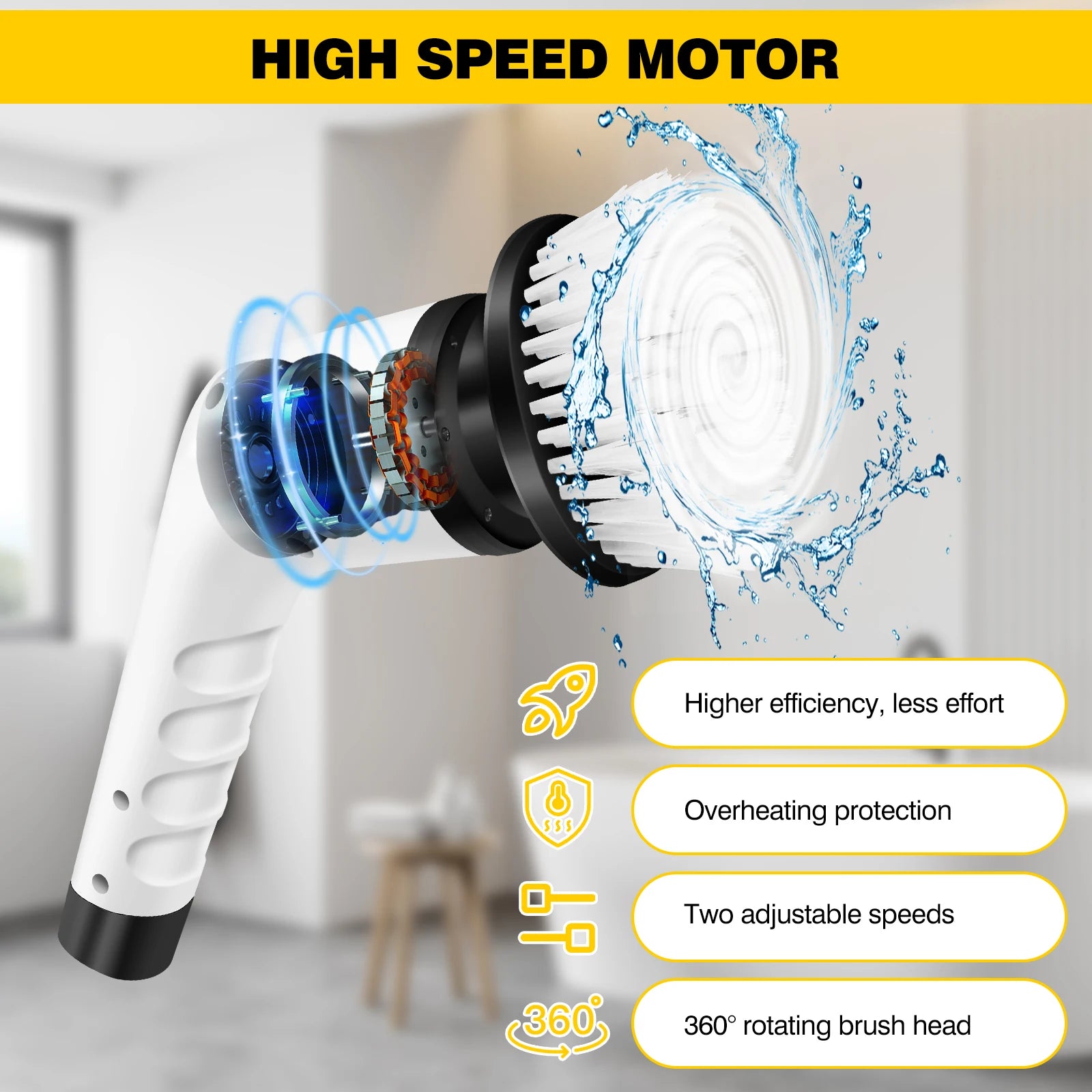 Cordless Electric Brush Multi-Functional Automatic Hand-Held Electric Cleaning Brush